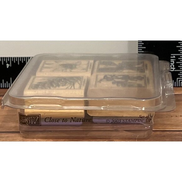 2003 STAMPIN' UP! CLOSE TO NATURE Wood Mounted Rubber Stamp set of 4 LEAF ACORN - Picture 4 of 5